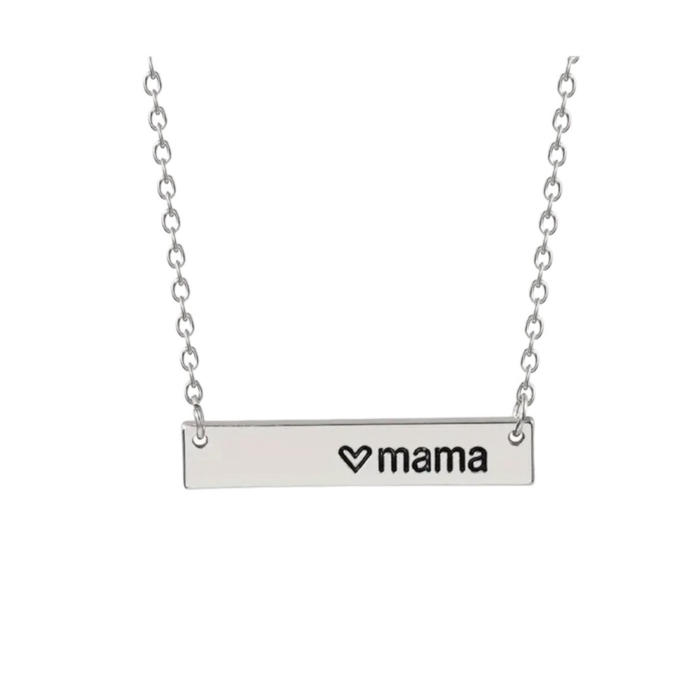 Silver Mama Bar Style Necklace